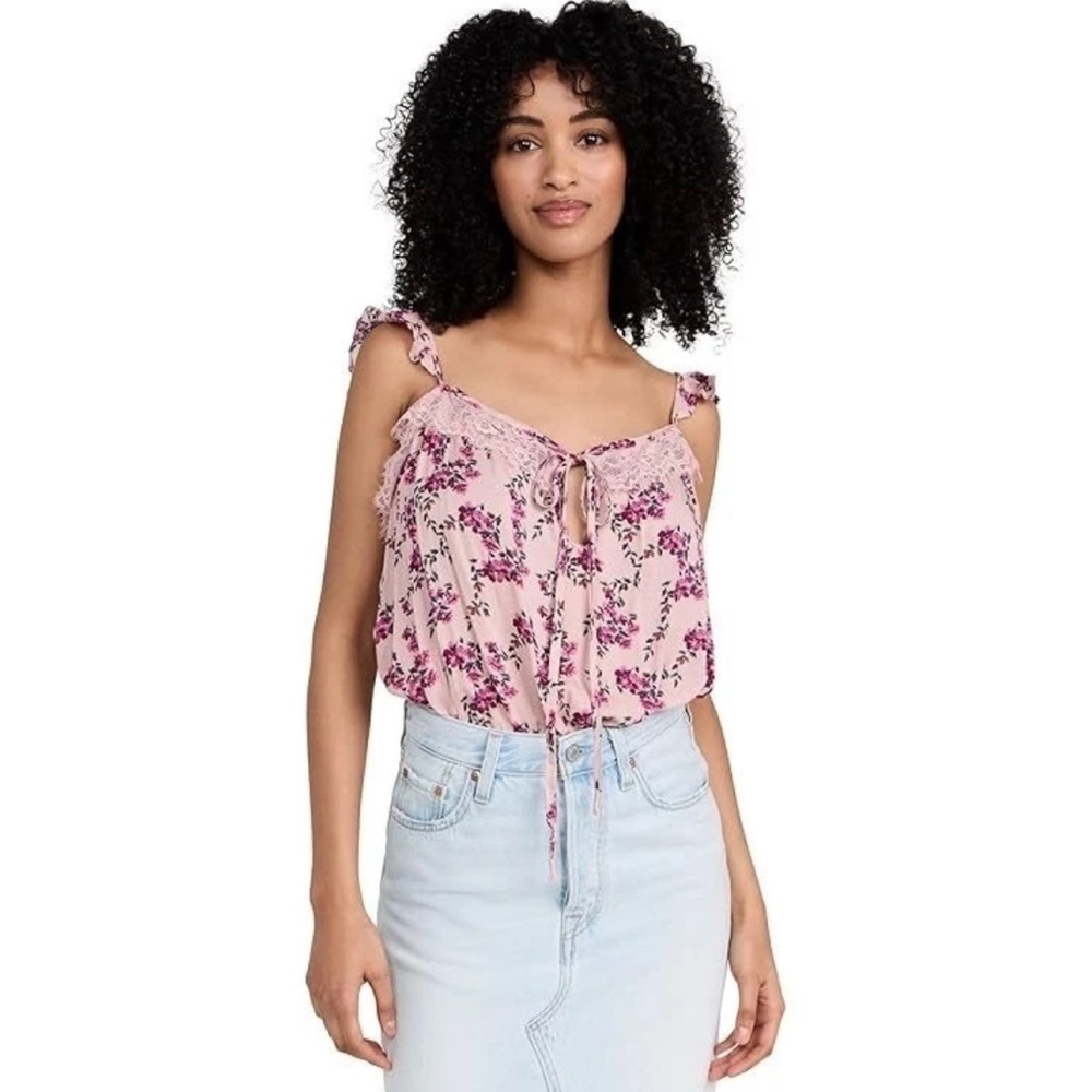 Free People Pink Floral Tank Top